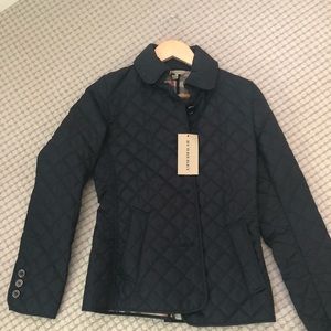 Navy Burberry diamond quilted jacket